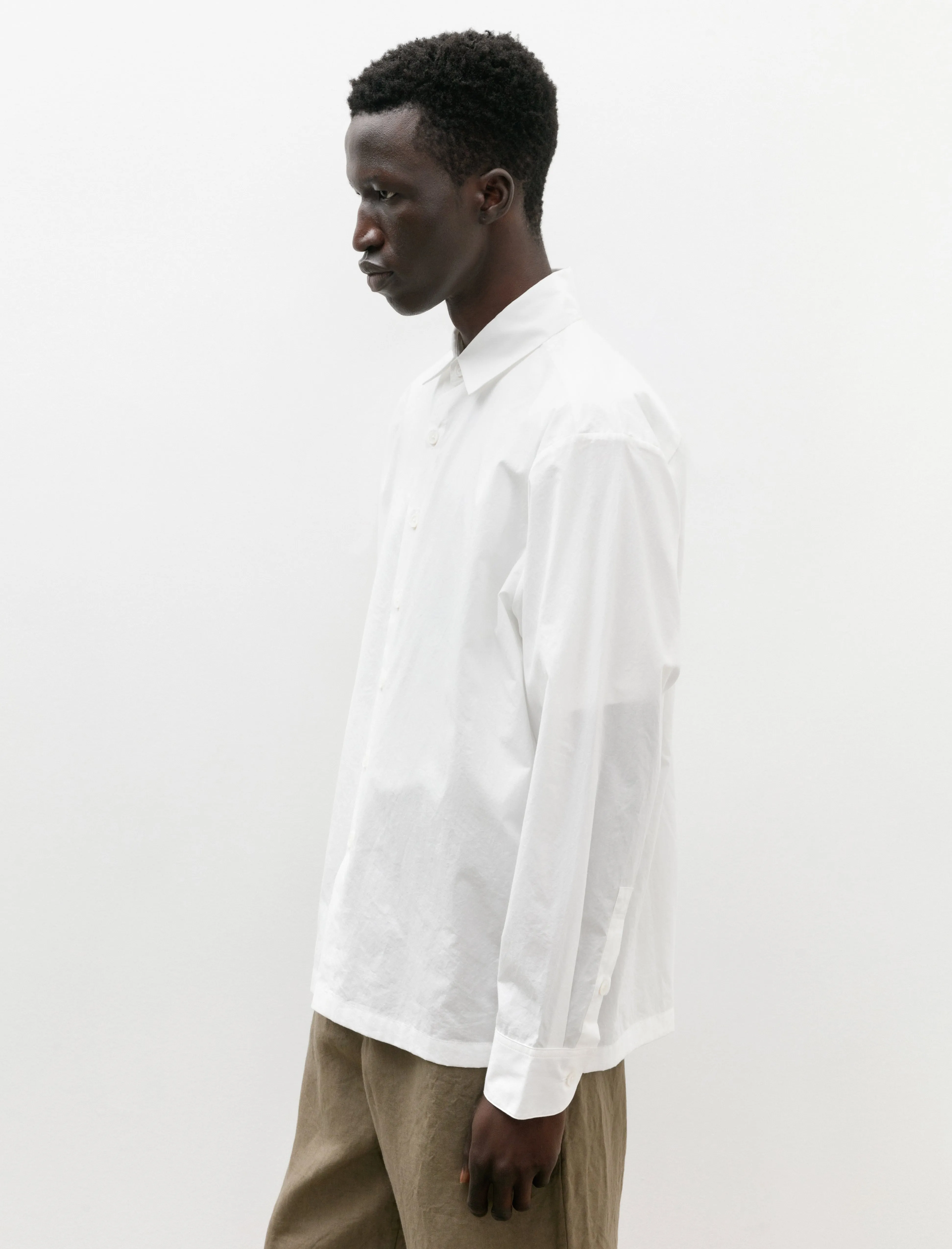 Flat Hem Shirt Organic Cotton Hemp Typewriter White