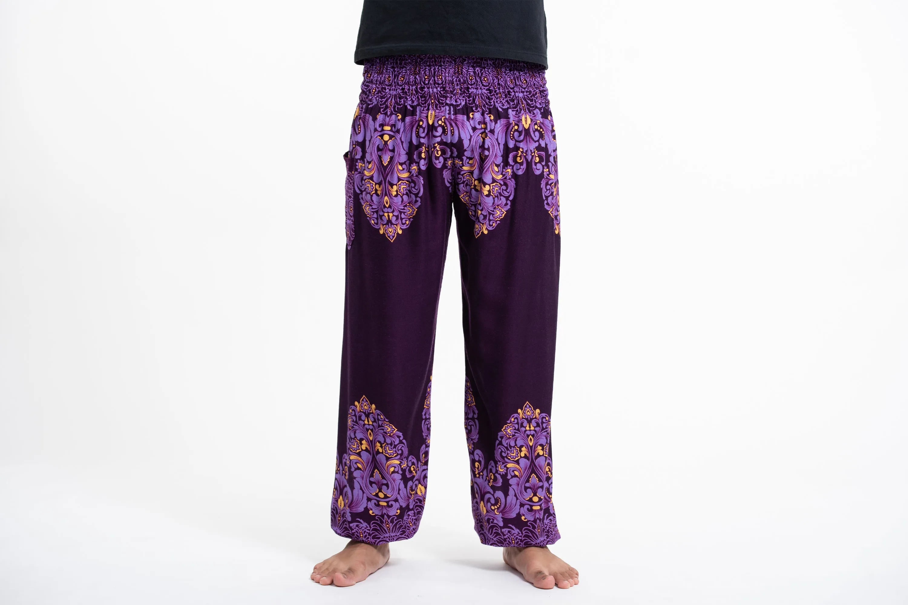 Floral Vines Men's Harem Pants in Purple