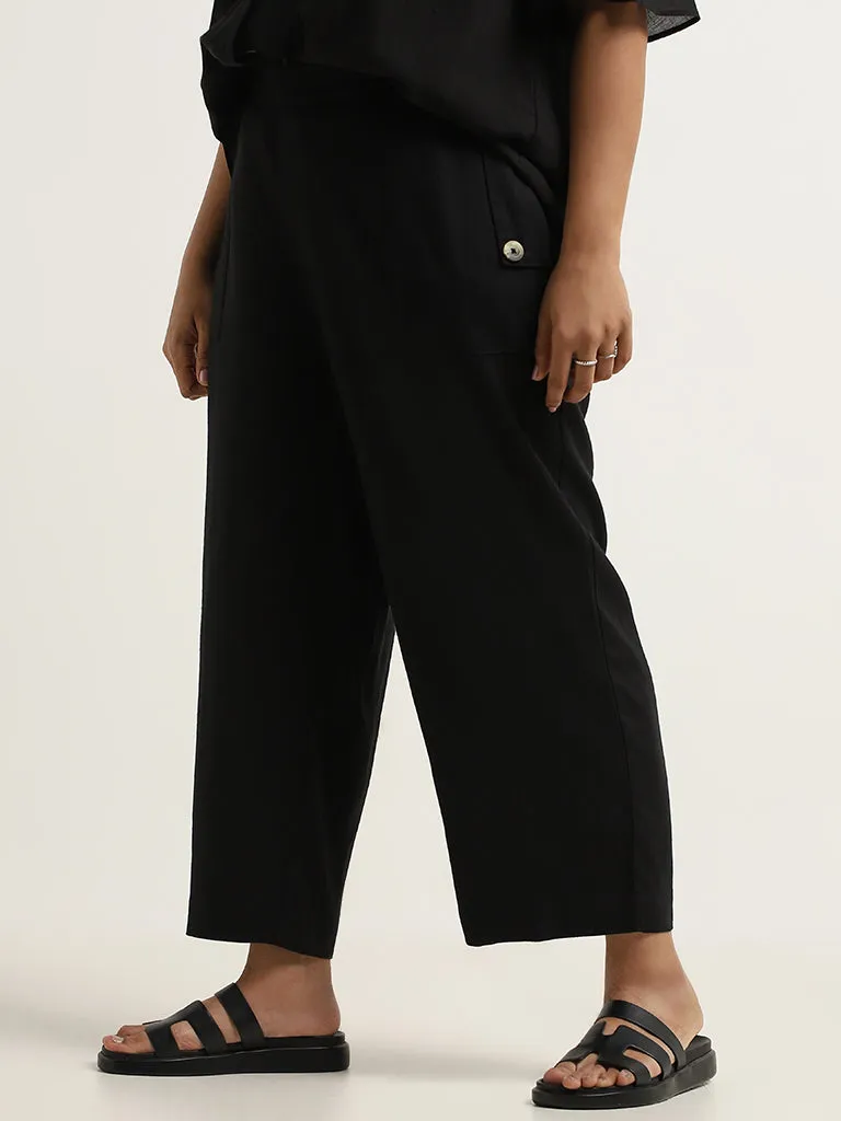 Gia Black Mid-Rise Straight-Fit Pants