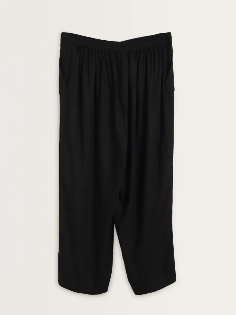 Gia Black Mid-Rise Straight-Fit Pants