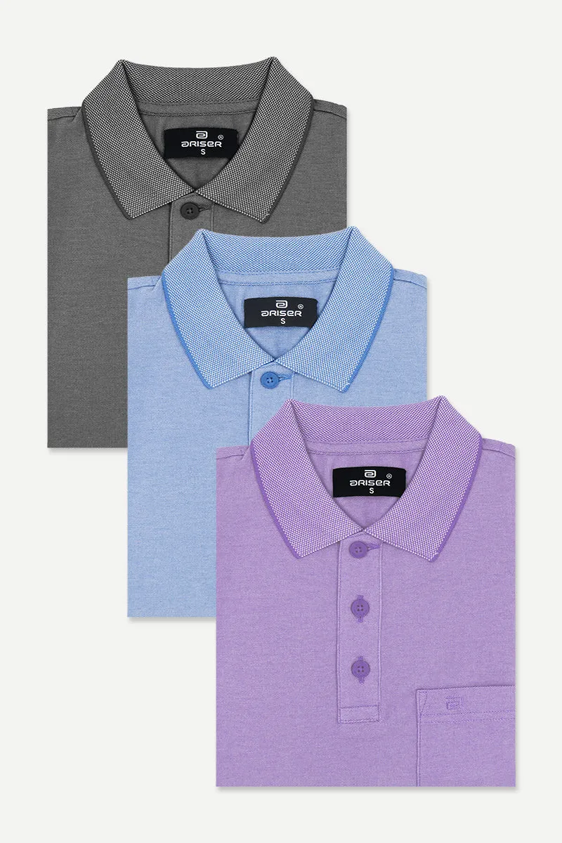 Golf Polo - Collar T-Shirts Pack Of 3 Combo For Men | Ariser