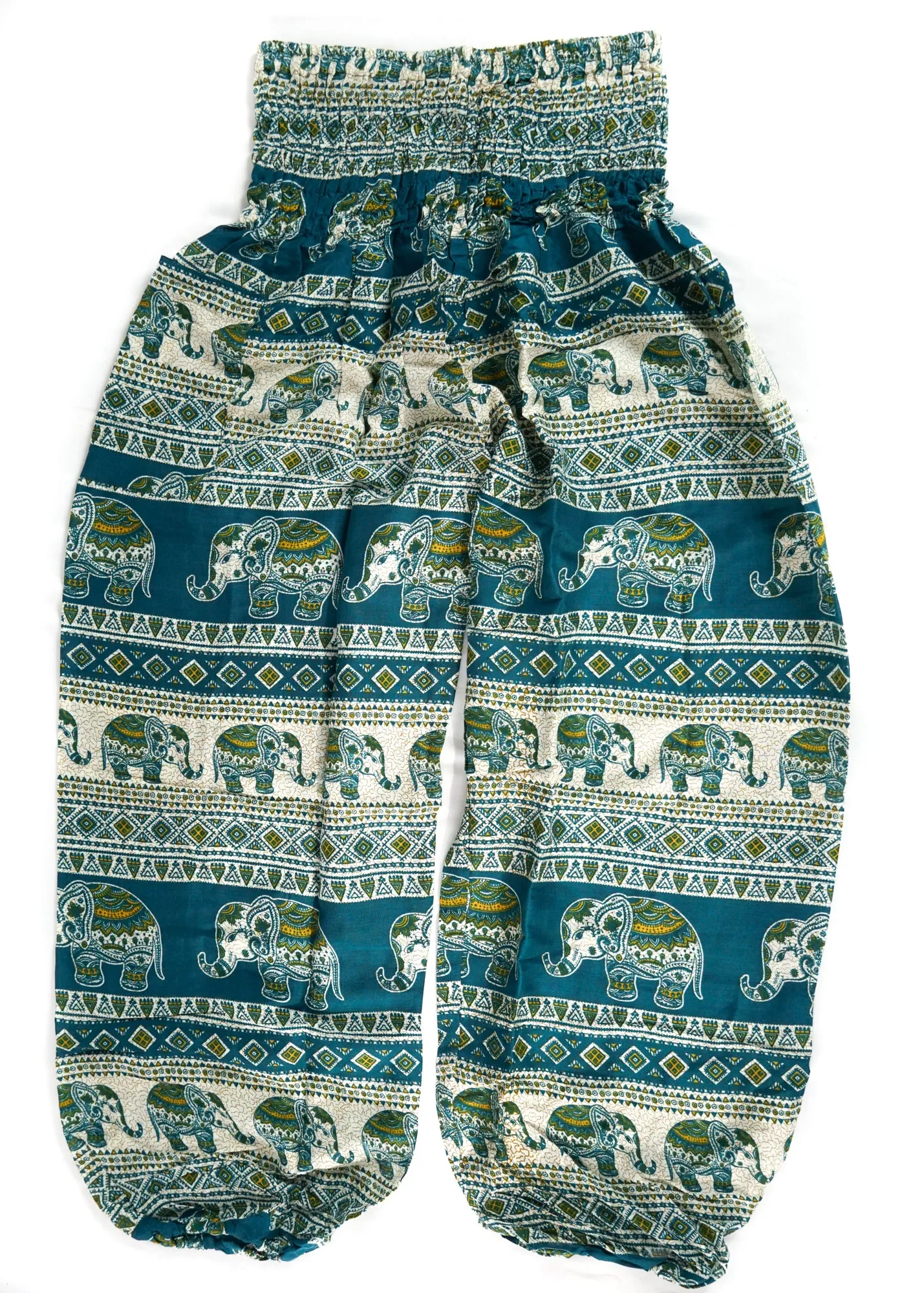 Green Tribal Elephant Harem Pants