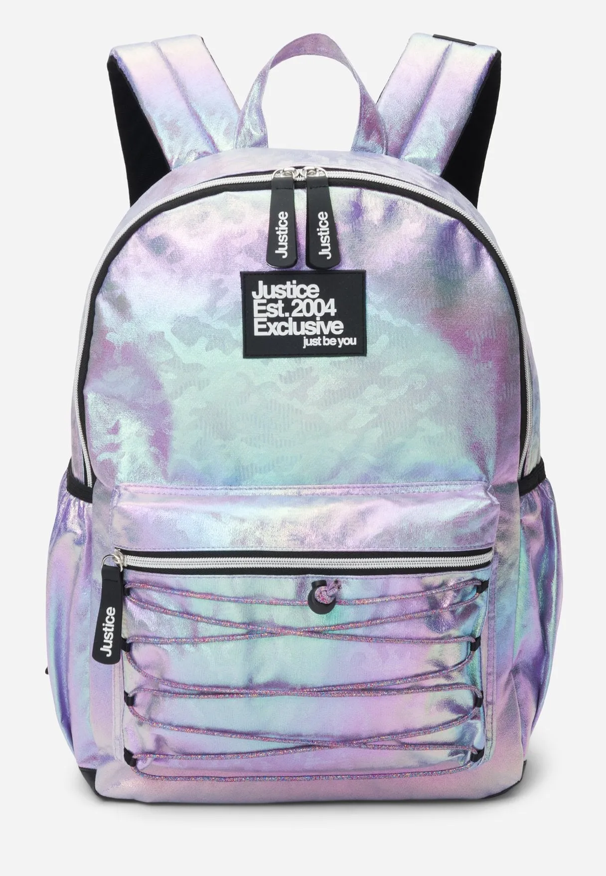 Iridescent Crisscross Bungee Cord Backpack