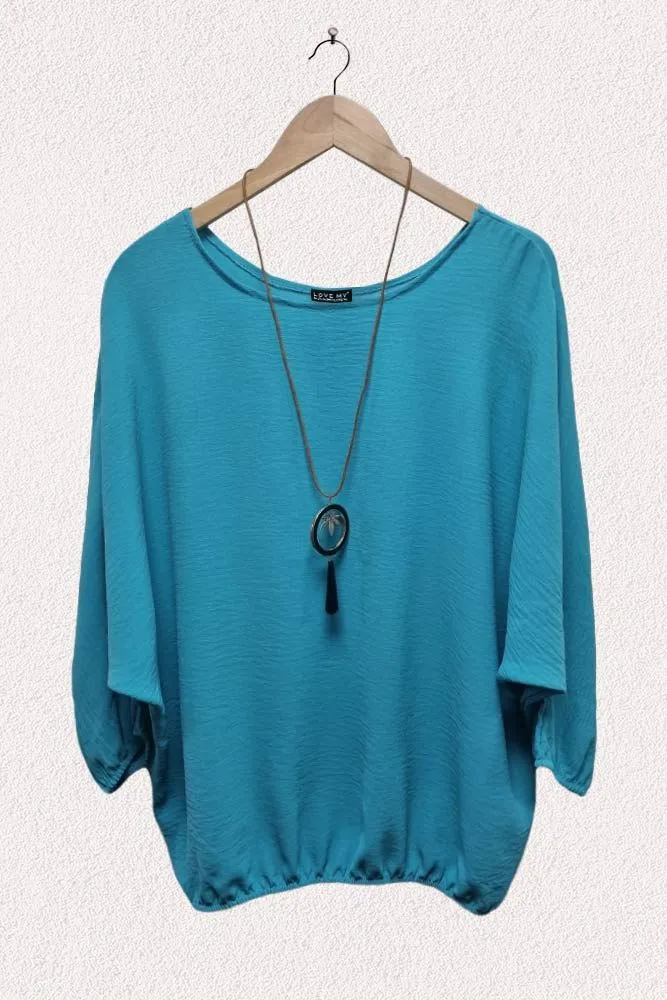 Italian Elasticated Hem Necklace Top