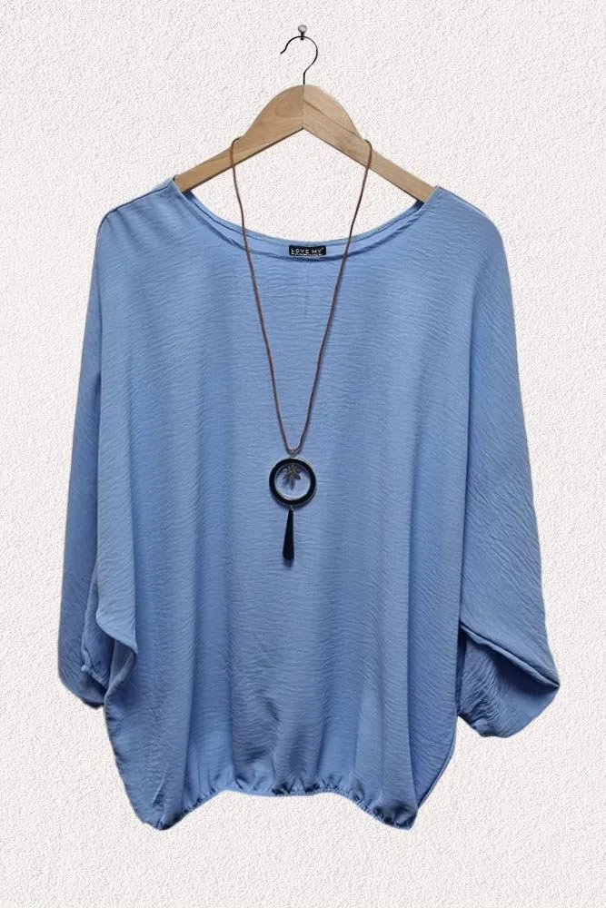 Italian Elasticated Hem Necklace Top