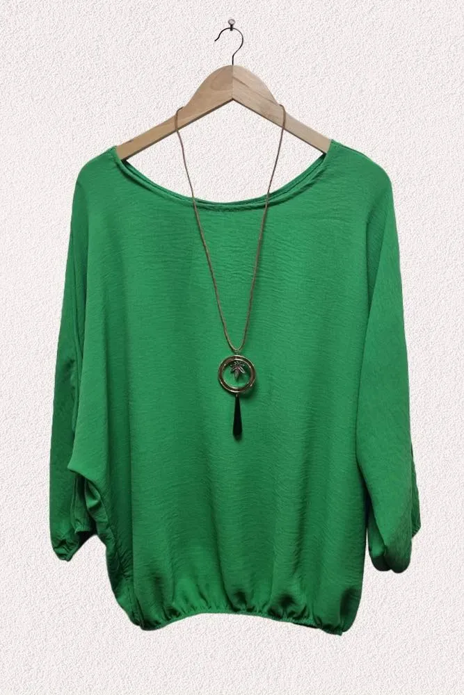 Italian Elasticated Hem Necklace Top