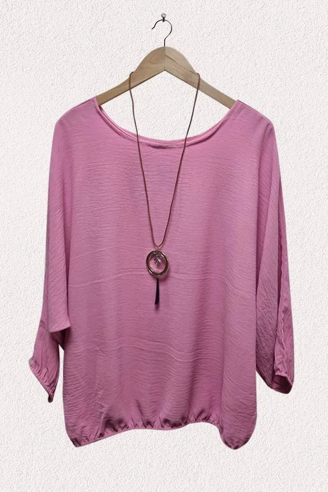 Italian Elasticated Hem Necklace Top