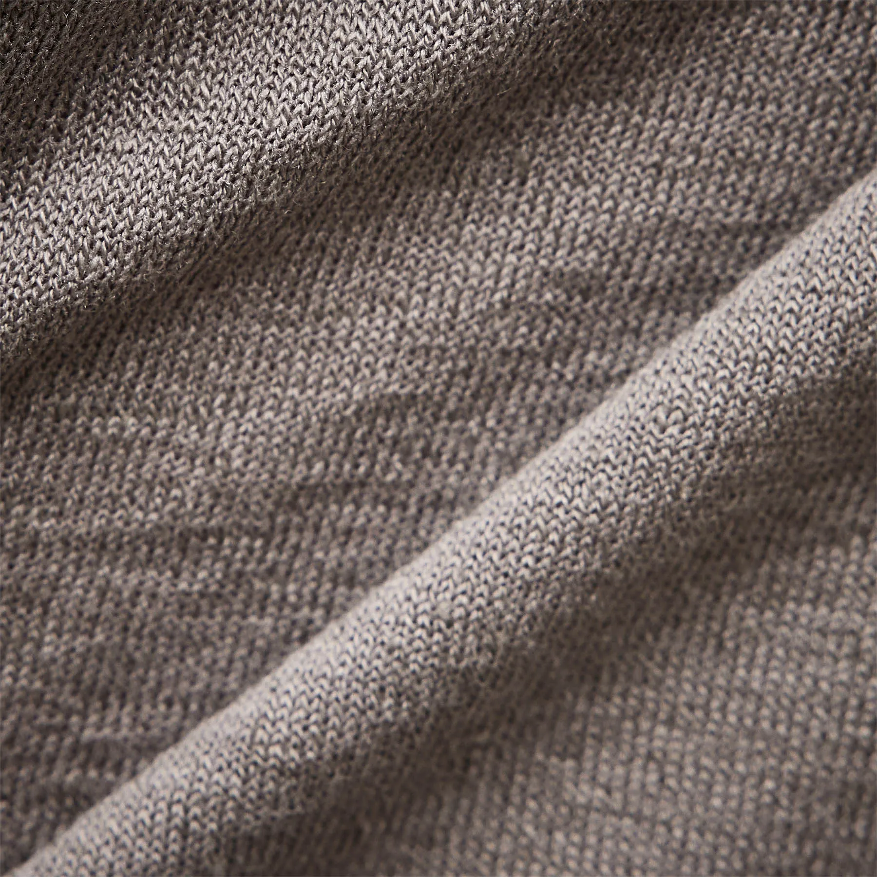 Linen Blend Long Sleeve Contrast Crew - Silver Grey/White