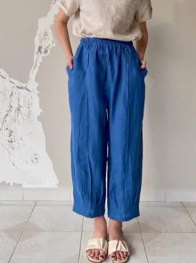 Linen Harem Pants in Dark Blue