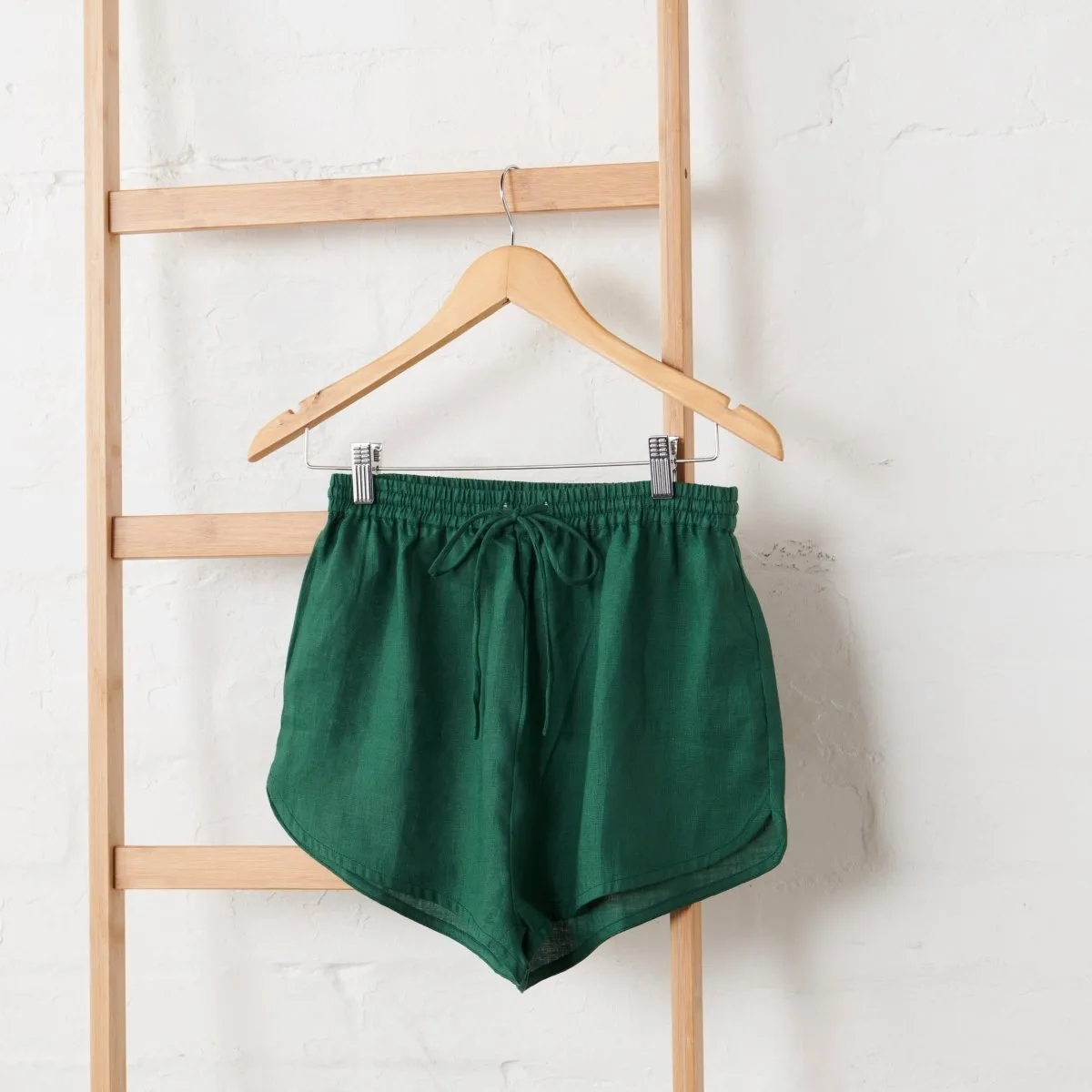 Linen Shirt & Short Set - Forest Green