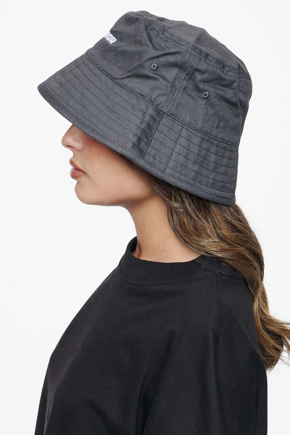 Logo Cotton Twill Bucket Hat Grey