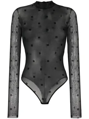 LOGO-PRINT MESH BODYSUIT