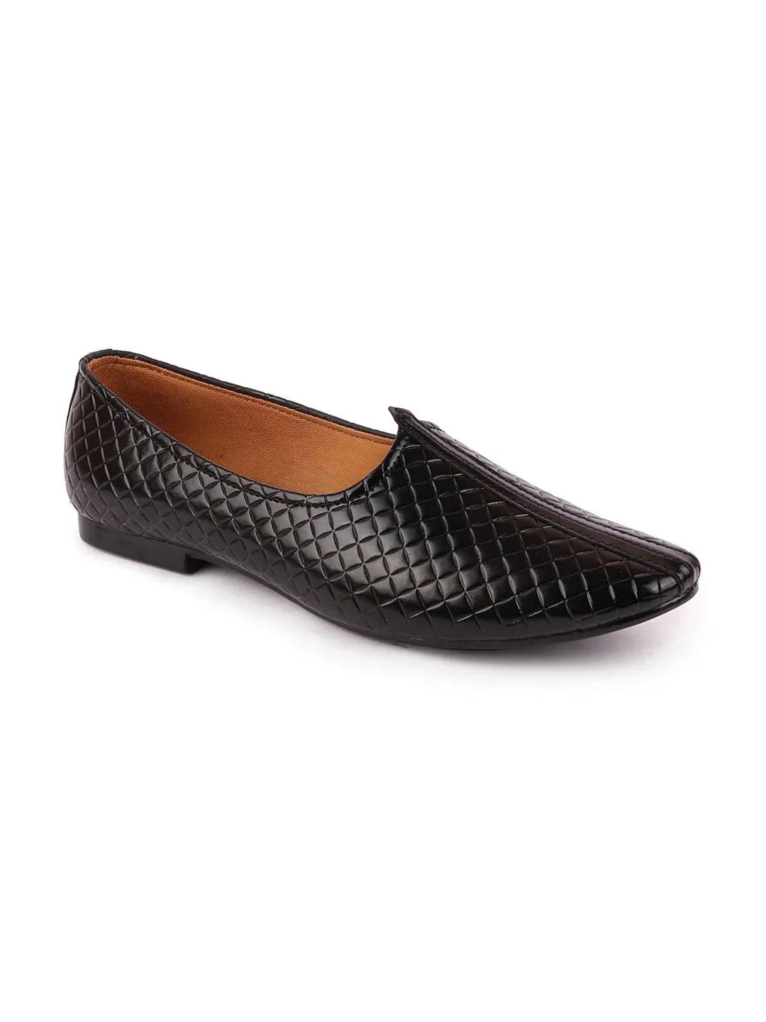 Men Black Ethnic Slip-On Juttis