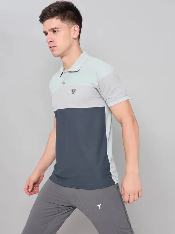 Men Colorblock Slim Fit Polo T-shirt with MATPIQ