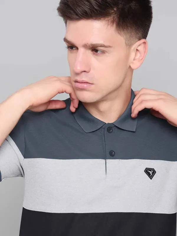 Men Colorblock Slim Fit Polo T-shirt with MATPIQ