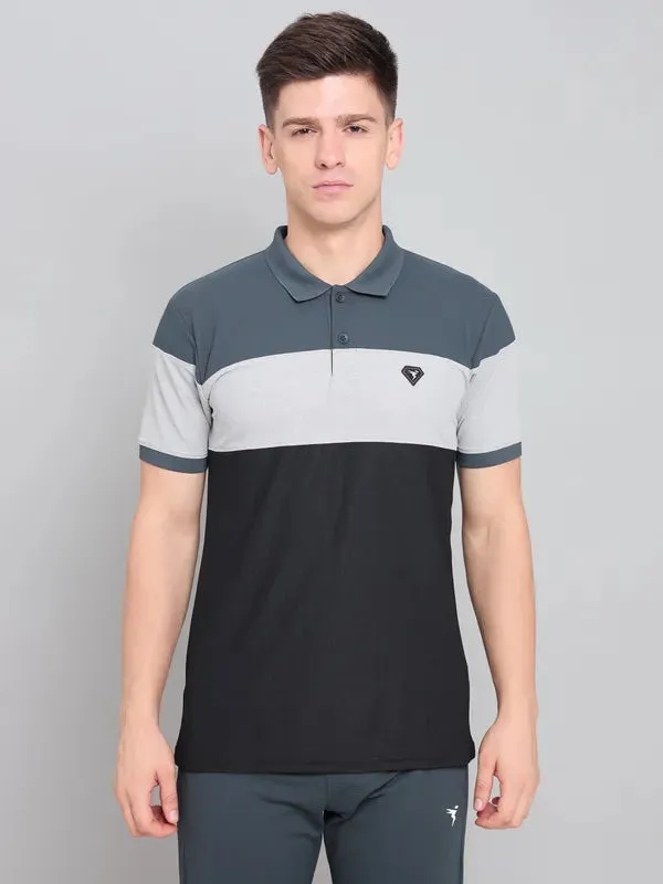 Men Colorblock Slim Fit Polo T-shirt with MATPIQ