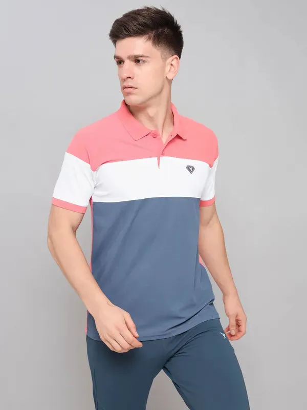 Men Colorblock Slim Fit Polo T-shirt with MATPIQ