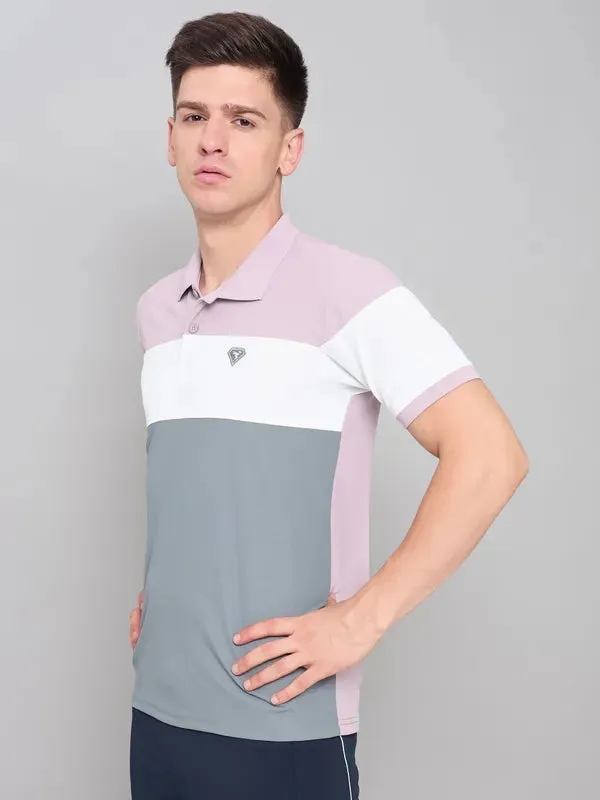 Men Colorblock Slim Fit Polo T-shirt with MATPIQ