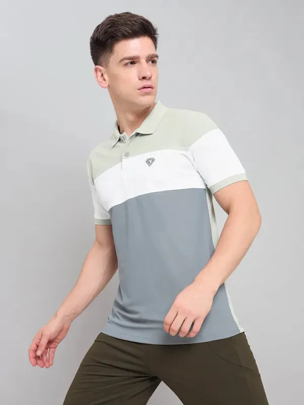 Men Colorblock Slim Fit Polo T-shirt with MATPIQ