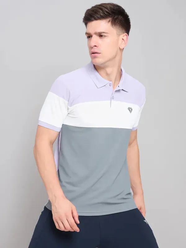 Men Colorblock Slim Fit Polo T-shirt with MATPIQ