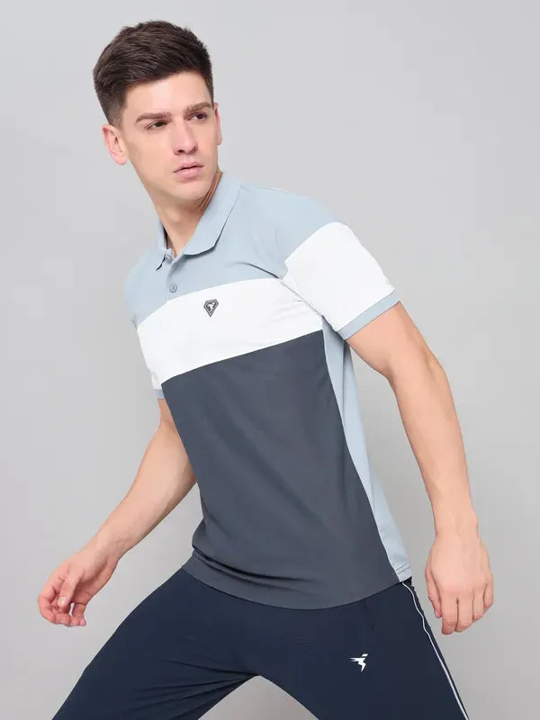 Men Colorblock Slim Fit Polo T-shirt with MATPIQ