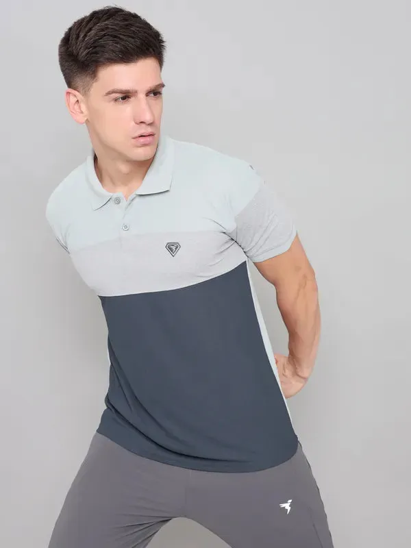 Men Colorblock Slim Fit Polo T-shirt with MATPIQ