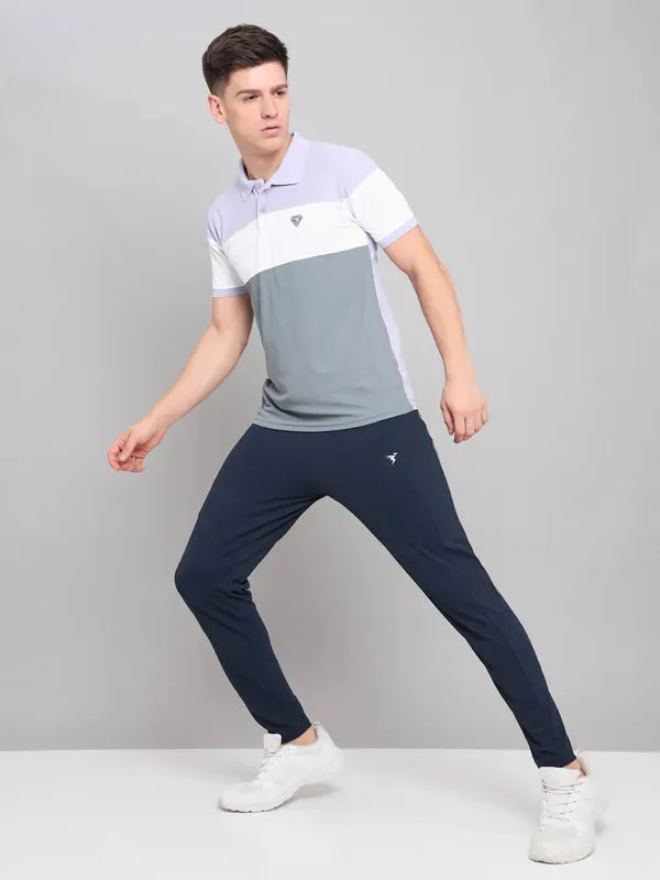 Men Colorblock Slim Fit Polo T-shirt with MATPIQ