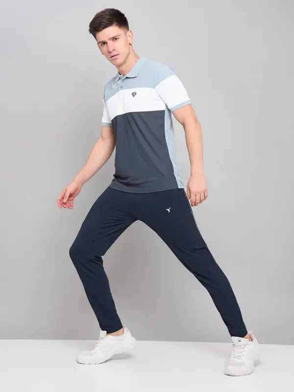 Men Colorblock Slim Fit Polo T-shirt with MATPIQ