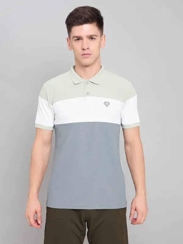 Men Colorblock Slim Fit Polo T-shirt with MATPIQ