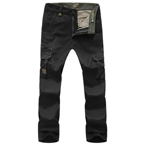 Men Fall Casual Multi Pocket Cargo Pants Straight Leg Loose Pants