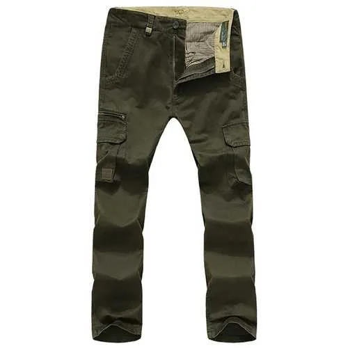 Men Fall Casual Multi Pocket Cargo Pants Straight Leg Loose Pants