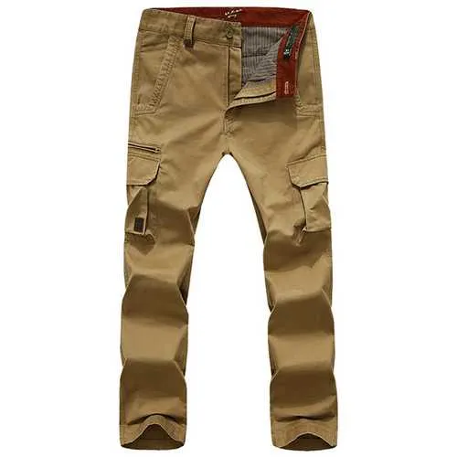 Men Fall Casual Multi Pocket Cargo Pants Straight Leg Loose Pants