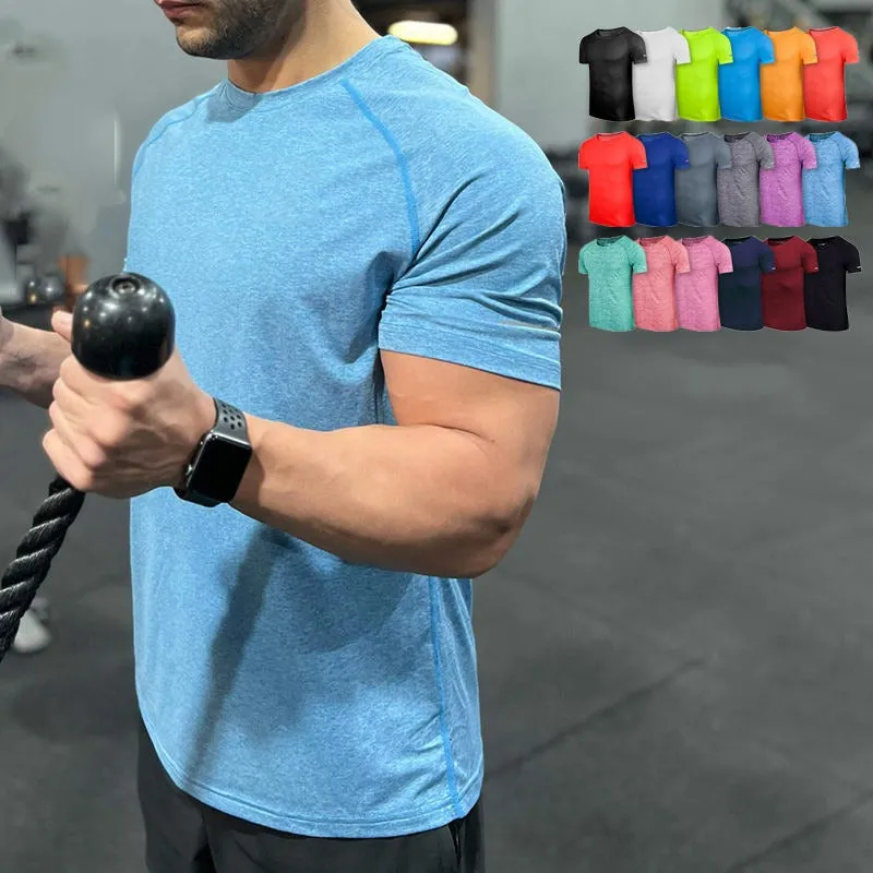 Men Short Sleeve Quick Dry Athletic Gym Active T Shirt Moisture Wicking Top | 6098