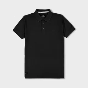 Men Slim Fit Embroidered Black Pique Polo Shirt