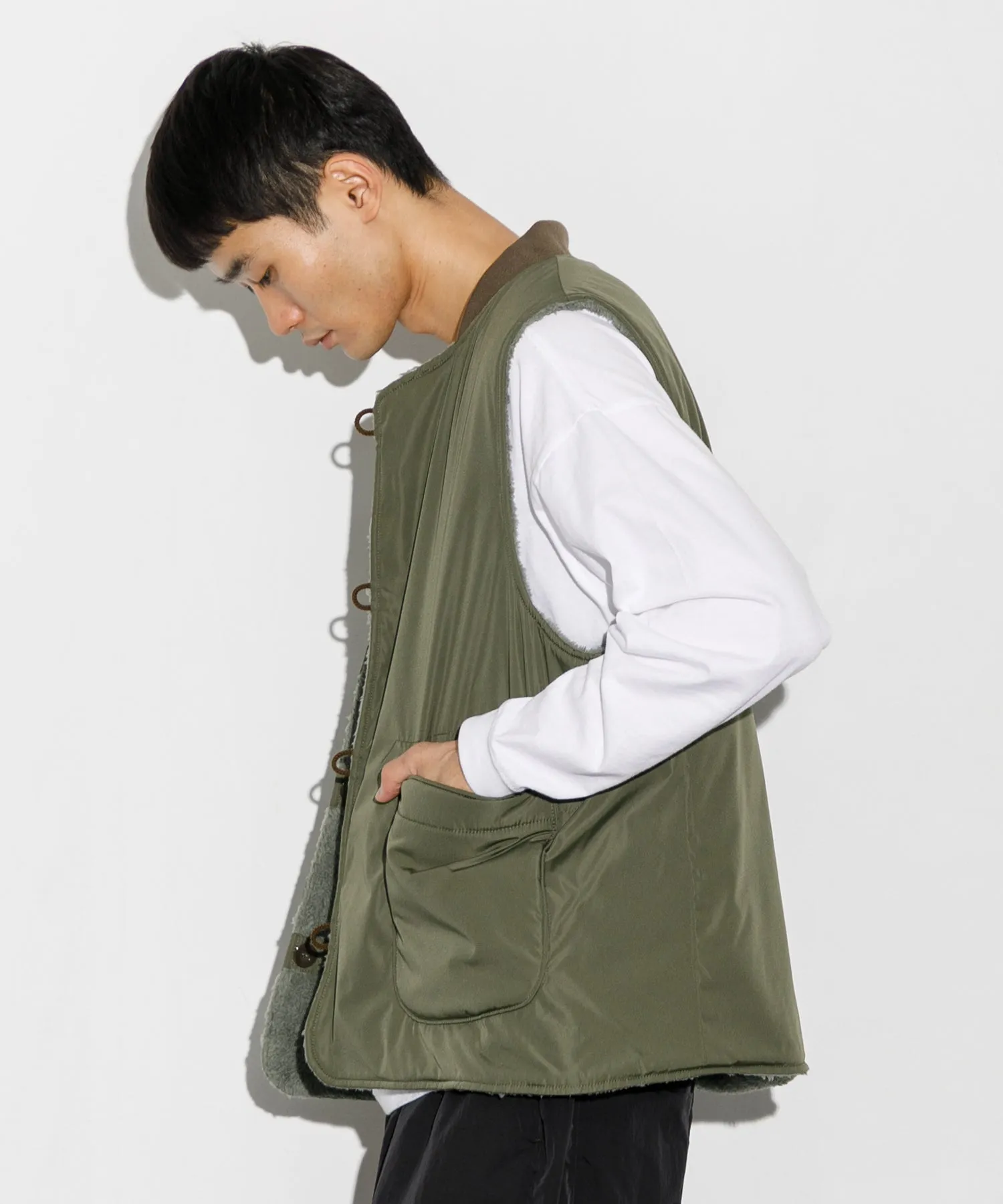 【MEN】ARMY TWILL DENIM  PE WEATHER REVERSIBLE VEST