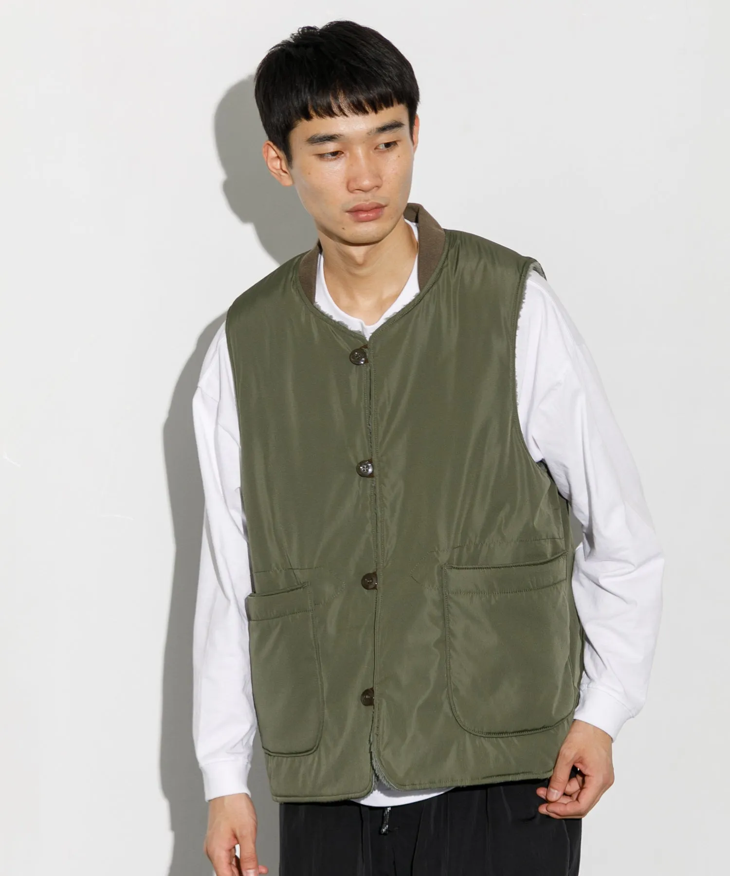 【MEN】ARMY TWILL DENIM  PE WEATHER REVERSIBLE VEST