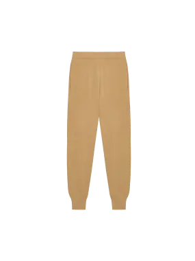 Mens Regenerative Merino Wool Track Pants—camel