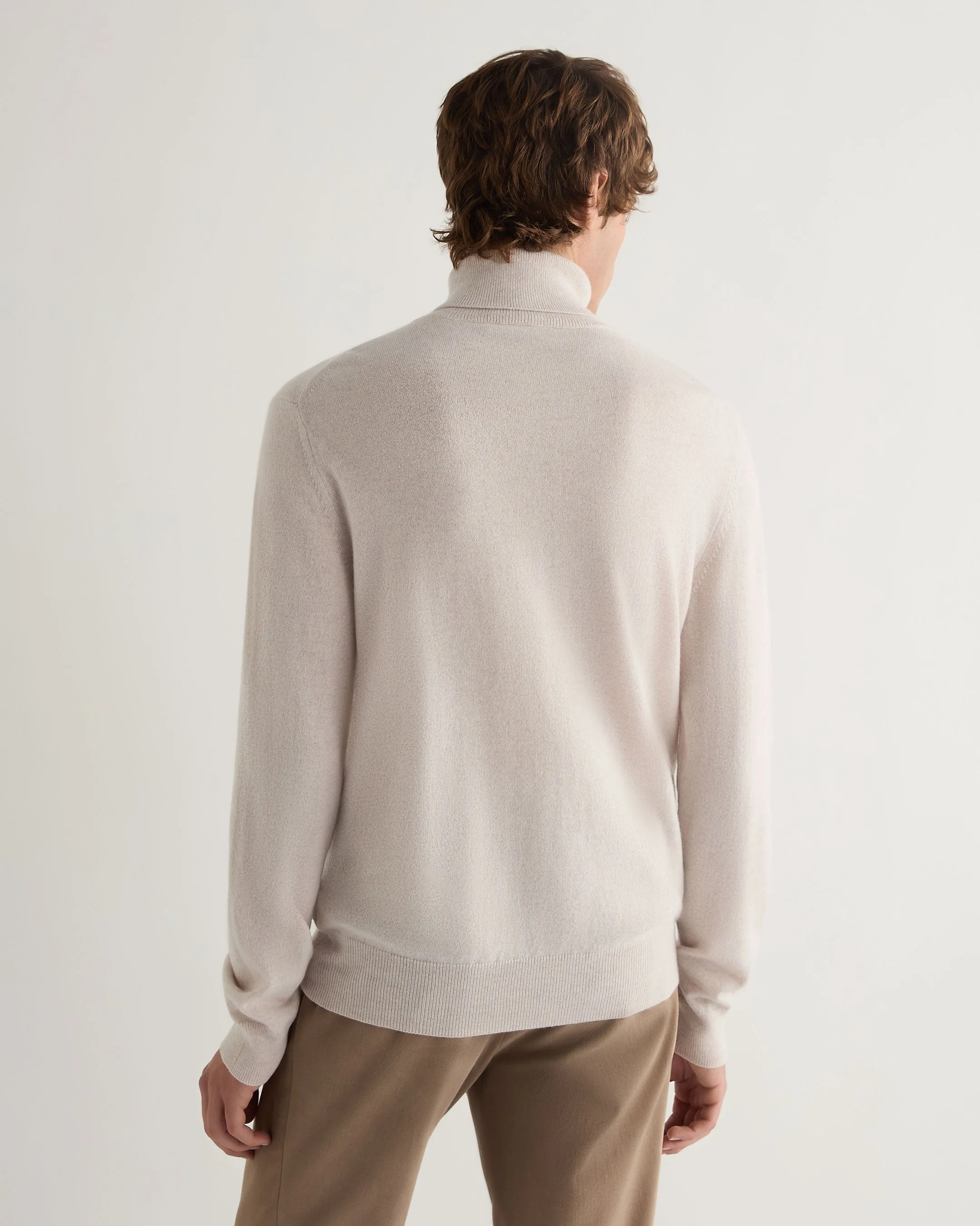 Men's Trafalgar Turtle Neck Cashmere Sweater Frost White