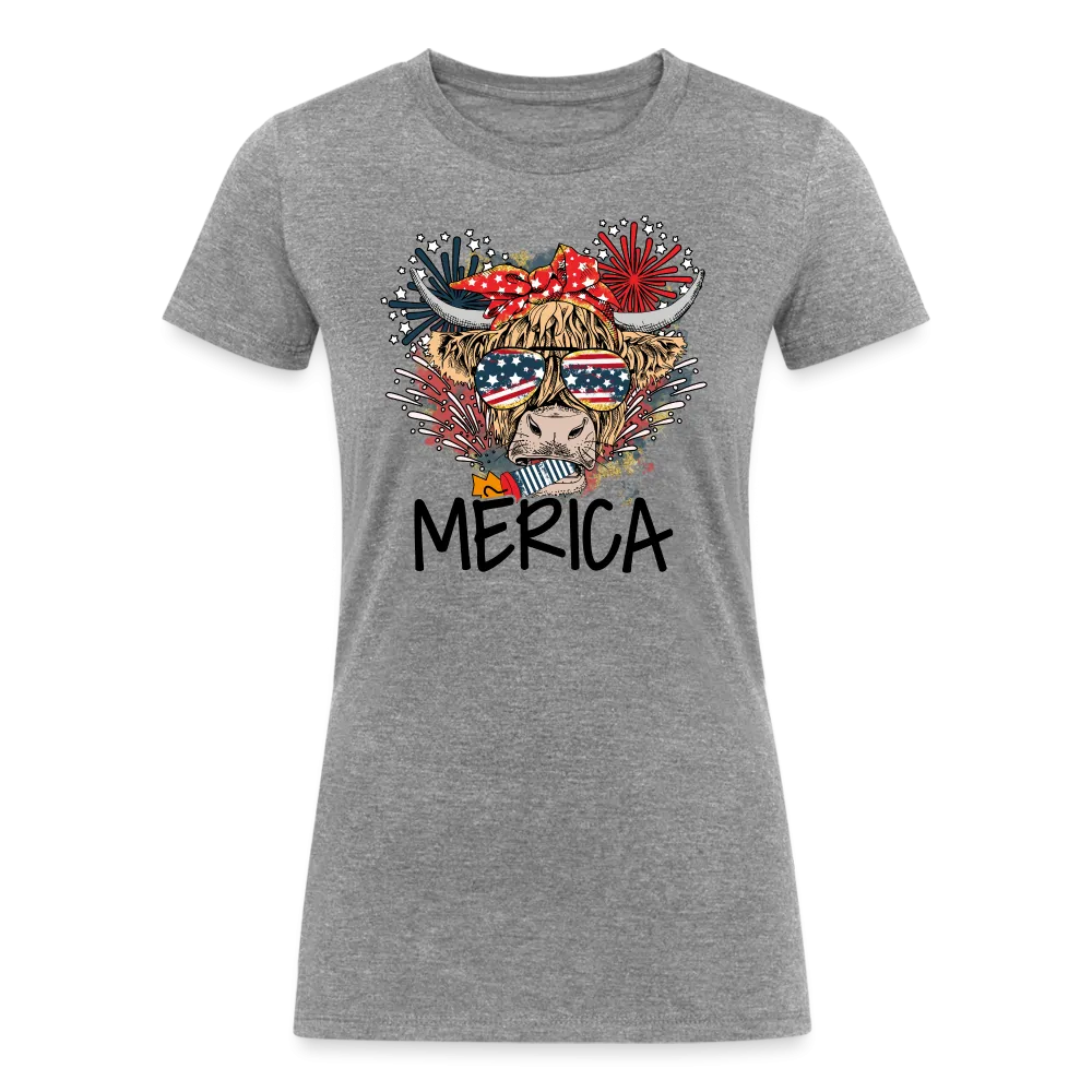 'Merica Moo: Women's Tri-Blend Organic T-Shirt with USA-themed Cow