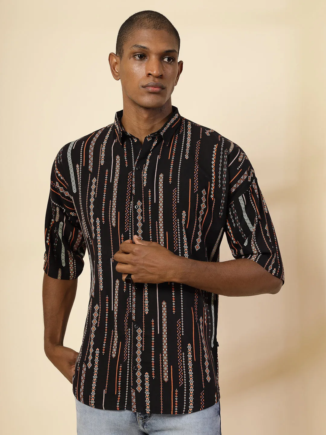 Modern Ethnic Print Shirt