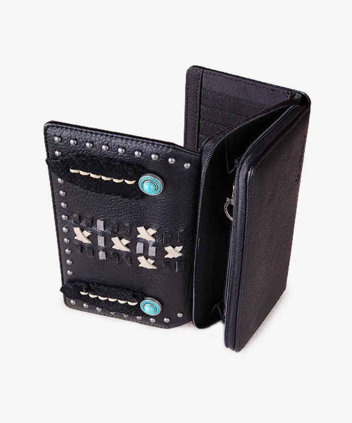 Montana West Feather Whipstitch Wallet