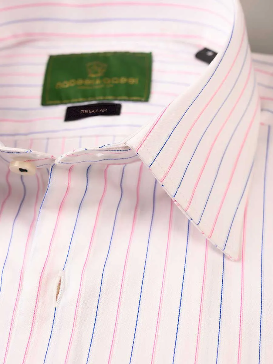 Nabeel & Aqeel Formal Shirt O-08 Regular Fit White & Pink Striped NSHF8103