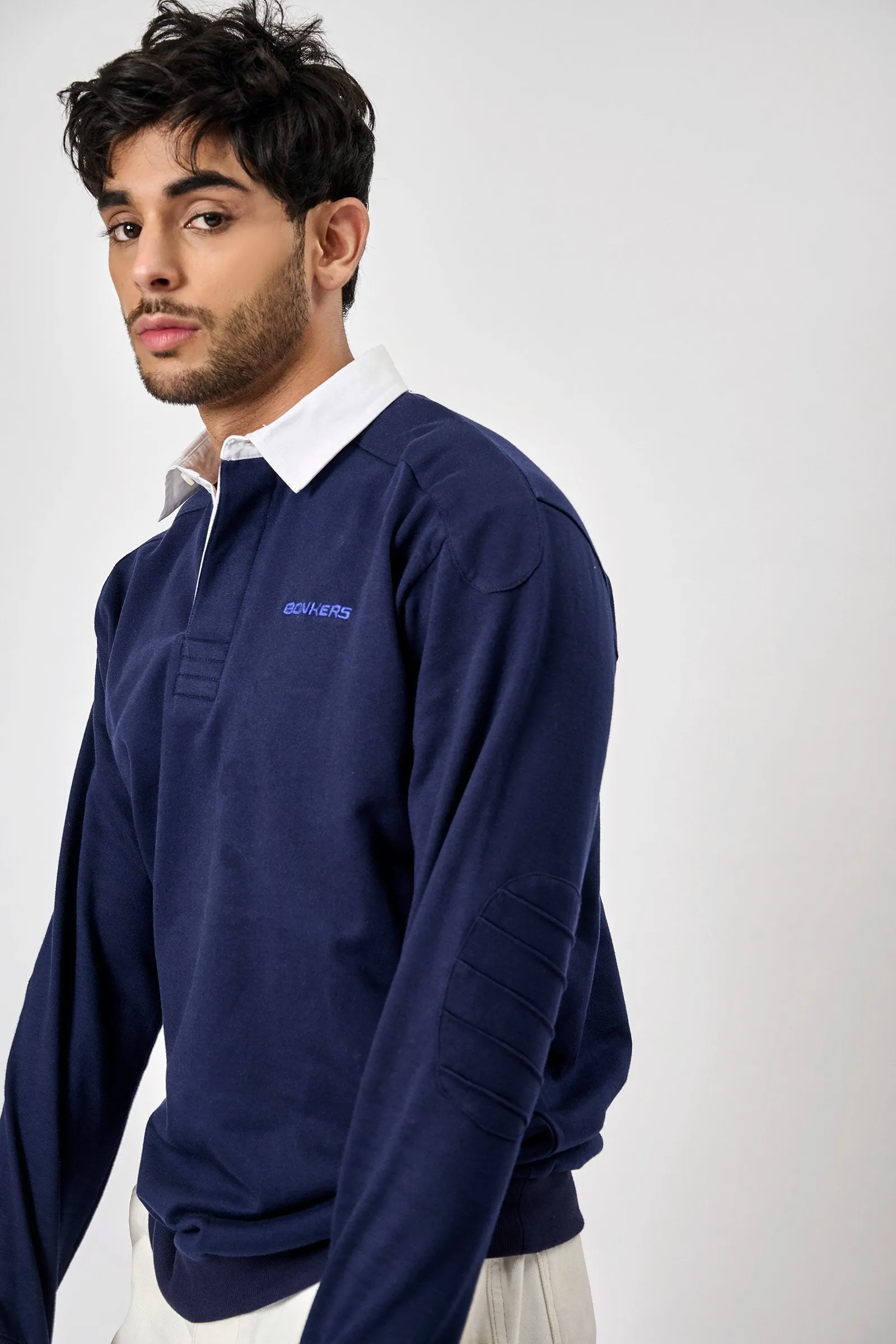 Navy Blue Collared Sweatshirt