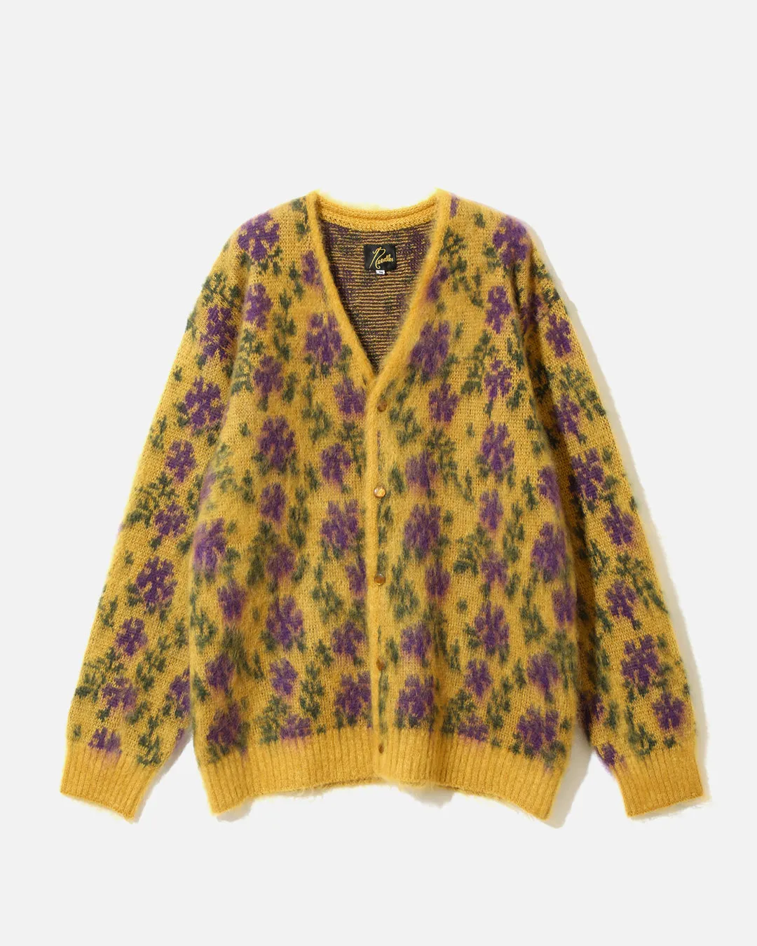 Needles V Neck Mohair Cardigan - Yellow