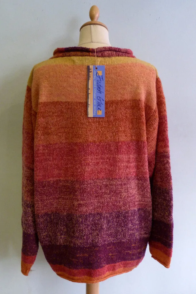 Orkney Landscape Trimneck Tunic in Red Sky at Night