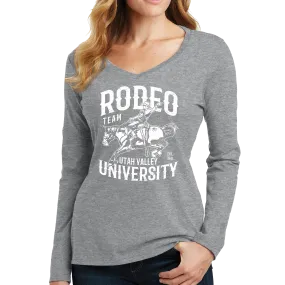 Port & Company Ladies Long Sleeve Fan Favorite V-Neck Tee - UVU Rodeo