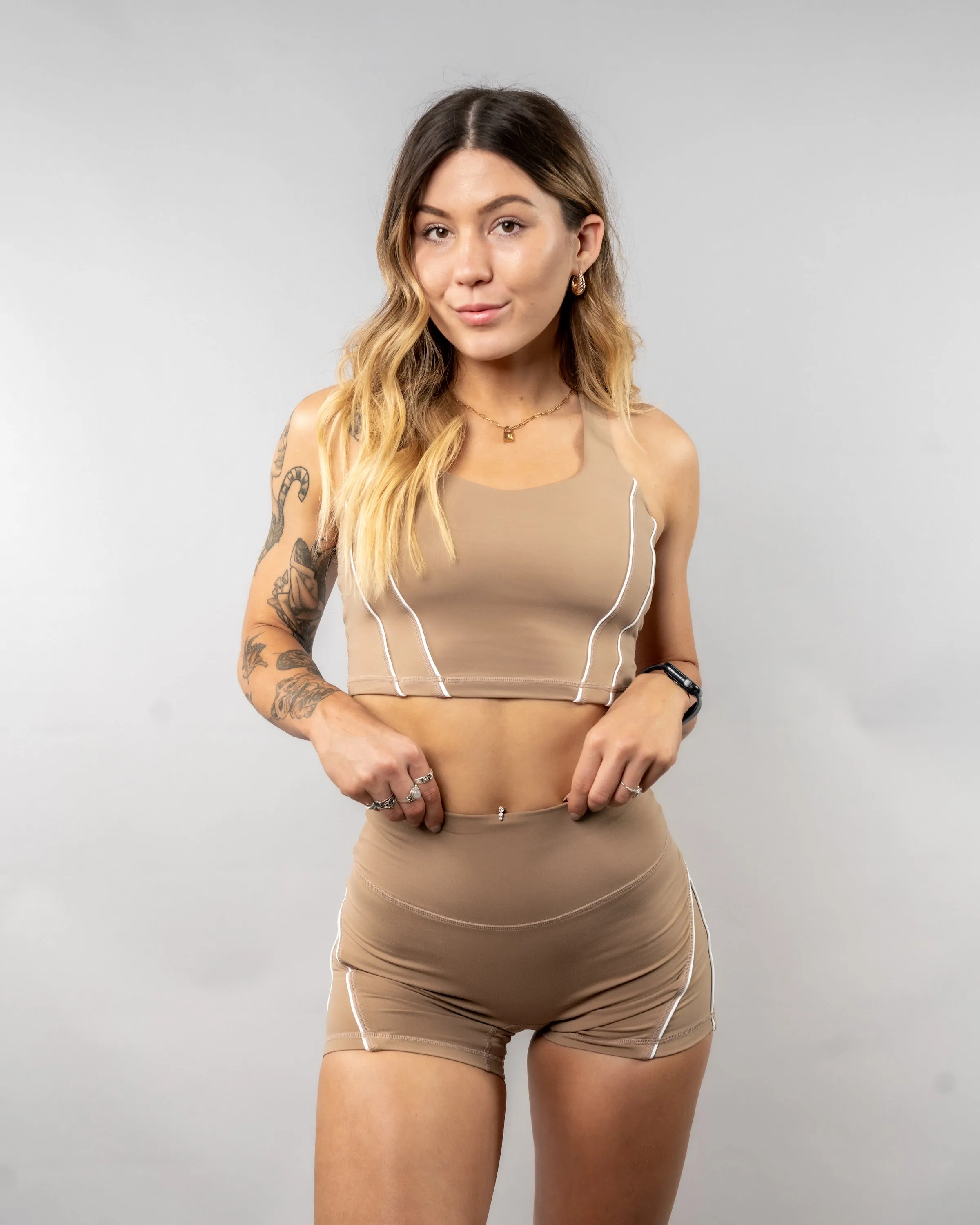 Retro Caliber Crop Tank - Tan