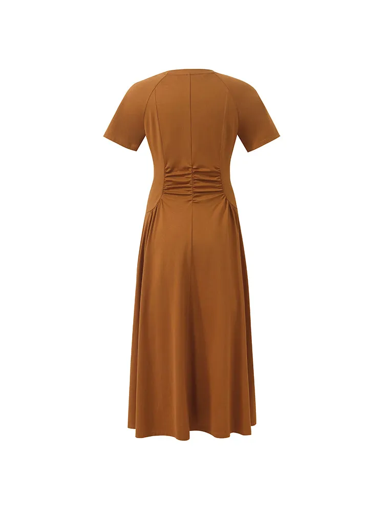 Ruched Waist Women Midi Dress