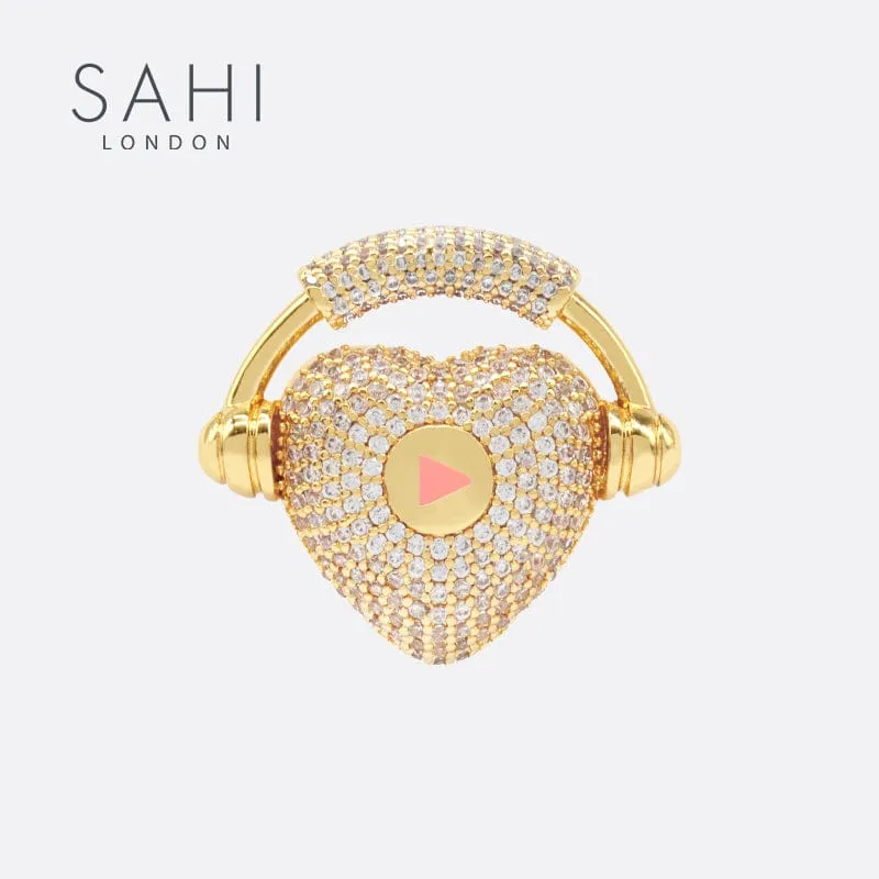 Sahi London Love Heart & Headphone Pendant Necklace