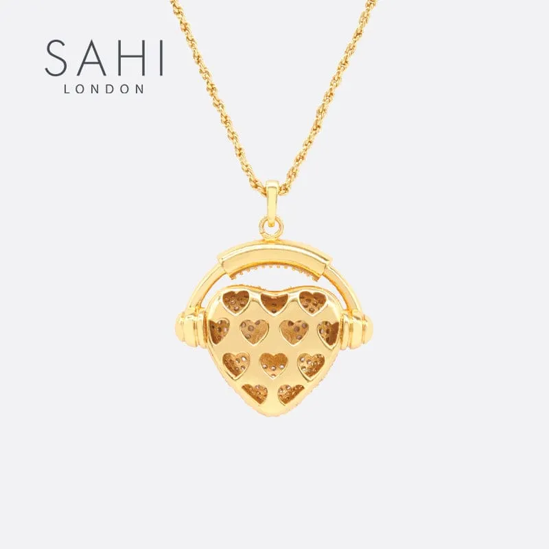 Sahi London Love Heart & Headphone Pendant Necklace